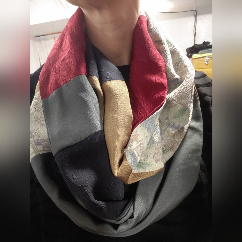 100% Raw silk infinity scarf